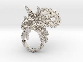 Tricera Ring (Size 6) in Rhodium Plated Brass