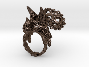 Tricera Ring (Size 6) in Polished Bronze Steel