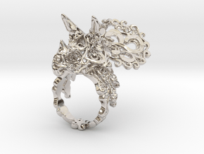 Tricera Ring (Size 5) in Rhodium Plated Brass