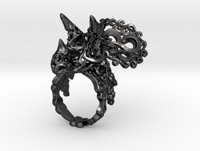 Tricera Ring (Size 7) in Polished and Bronzed Black Steel