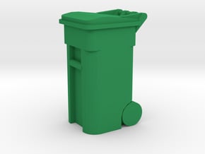 Trash Cart 64 gal - HO 87:1 Scale in Green Processed Versatile Plastic