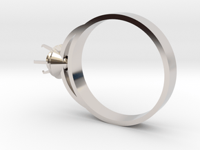 Design Ring Ø16.7 Mm For Diamond Ø5 Mm Futuristic  in Rhodium Plated Brass