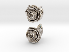 Rose Cufflinks in Rhodium Plated Brass