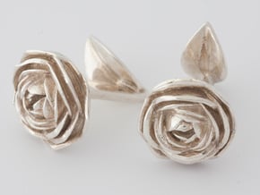 Rose Cufflinks in Fine Detail Polished Silver
