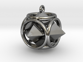 Diamond-Pendant in Fine Detail Polished Silver