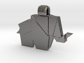 Origami Elephant 25mm in Polished Nickel Steel