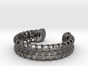 Skeletonized Voronoi Bracelet in Polished Nickel Steel