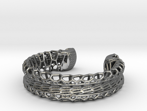 Skeletonized Voronoi Bracelet in Polished Silver