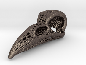Voronoi Raven Skull Reduced Material in Polished Bronzed Silver Steel