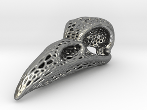 Voronoi Raven Skull Reduced Material in Natural Silver