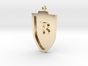 Medieval B Shield Pendant in 14k Gold Plated Brass