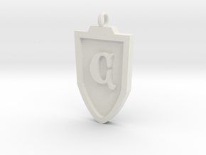 Medieval C Shield Pendant in White Natural Versatile Plastic