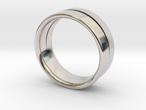 Design Ring Double Split Ø16.60 Mm Size 52 in Rhodium Plated Brass
