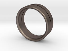 Design Ring Double Split Ø16.60 Mm Size 52 in Polished Bronzed Silver Steel