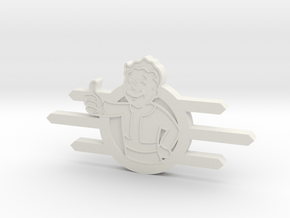 Fallout Vault-Tec badge with Fallout boy in White Natural Versatile Plastic
