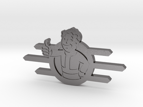 Fallout Vault-Tec badge with Fallout boy in Polished Nickel Steel