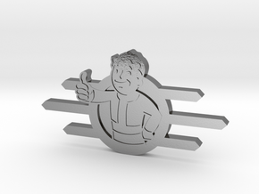 Fallout Vault-Tec badge with Fallout boy in Polished Silver