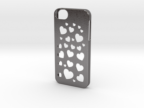 Iphone 5/5s case hearts in Polished Nickel Steel