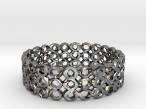 Ring Bracelet Low Polygon in Fine Detail Polished Silver