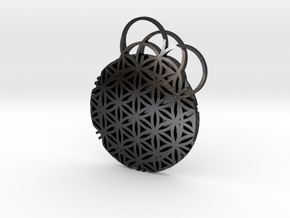 Flower Of Life Pendent in Polished and Bronzed Black Steel