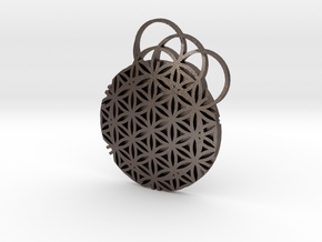 Flower Of Life Pendent in Polished Bronzed Silver Steel