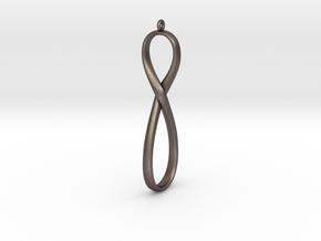 Long Figure Eight Earring or Pendant in Polished Bronzed Silver Steel