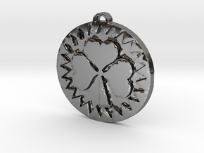 Heart Shamrock in Fine Detail Polished Silver