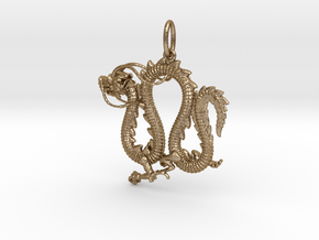 Dragon pendant # 4 in Polished Gold Steel