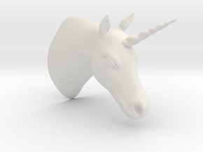 Unicorn Bust in White Natural Versatile Plastic