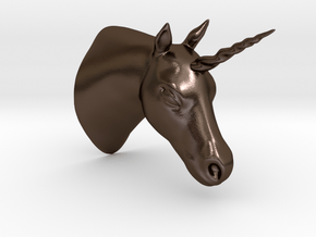 Unicorn Bust in Polished Bronze Steel