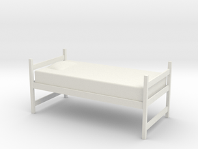 1:24 Twin Dorm Bed in White Natural Versatile Plastic