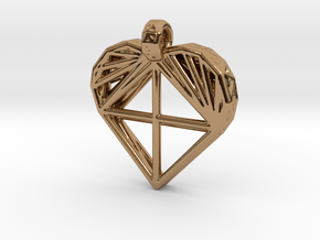 Voronoi Heart Pendant in Polished Brass