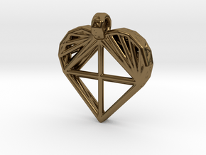 Voronoi Heart Pendant in Polished Bronze