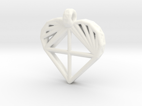 Voronoi Heart Pendant in White Processed Versatile Plastic