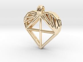 Voronoi Heart Pendant in 14k Gold Plated Brass