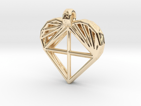 Voronoi Heart Pendant in 14K Yellow Gold