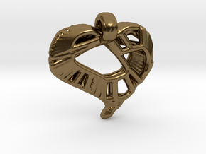 Voronoi Stylized Heart Pendant in Polished Bronze