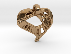 Voronoi Stylized Heart Pendant in Polished Brass
