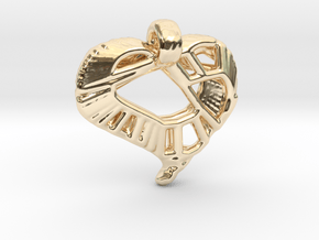 Voronoi Stylized Heart Pendant in 14K Yellow Gold