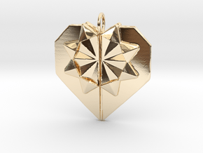 Origami Heart Pendant in 14k Gold Plated Brass