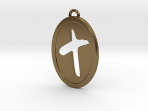 Oval Cutout Cross in Polished Bronze