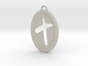 Oval Cutout Cross in Natural Sandstone