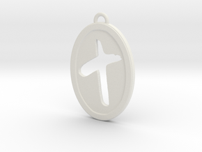 Oval Cutout Cross in White Natural Versatile Plastic