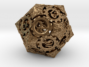 Steampunk D20 (Spindown) in Natural Brass