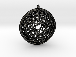 Islamic Inspired Geometric 3D Pendant in Matte Black Steel