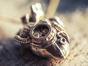 SteamPunk  Heart pendant in Polished Bronze