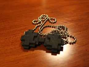8-bit Bowtie Necklace in Black Natural Versatile Plastic