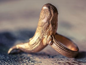 Sperm whale Ring  in Polished Gold Steel
