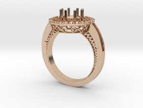 1 carat diamond Halo ring in 14k Rose Gold