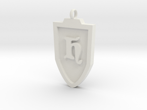 Medieval H Shield Pendant in White Natural Versatile Plastic